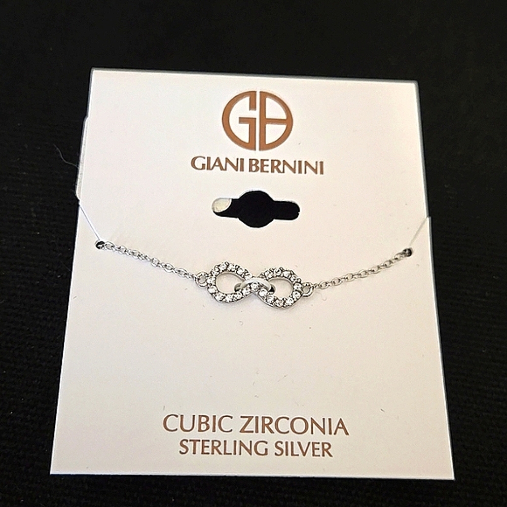 Gianni Bernini cubic Zirconia infinity necklace, NEW